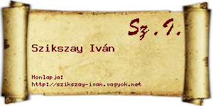 Szikszay Iván névjegykártya