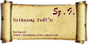 Szikszay Iván névjegykártya